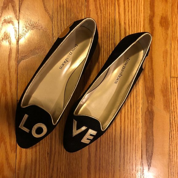 LOVE Flats by Town Shoes Black Suede - Picture 2 of 9